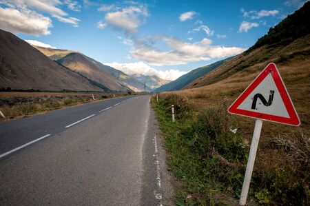 Approaching Sno village near Kazbegiの写真素材