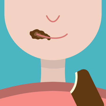 I ate it I love it tasty flat graphic emotionのイラスト素材