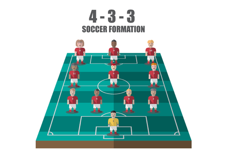 Vector soccer strategy 433 tactic flat graphicのイラスト素材