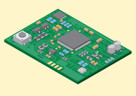 Vector surface mount technology printed circuit board isometricのイラスト素材