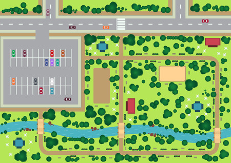 Vector park view from top flat graphicのイラスト素材