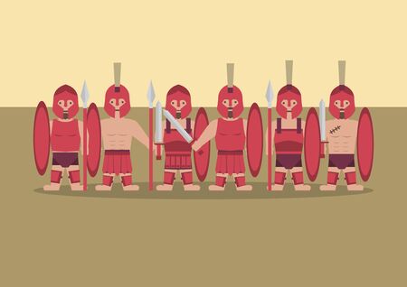 Vector ancient greek soldier flat graphicのイラスト素材