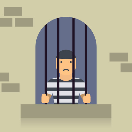 Vector prisoner in jail flat graphicのイラスト素材