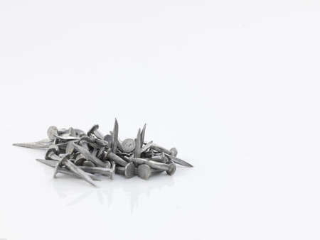 group of nails isolated with white backgroundの写真素材