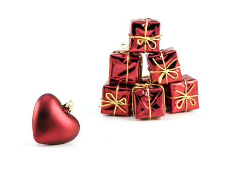 Valentine s day red box and heart presentの写真素材