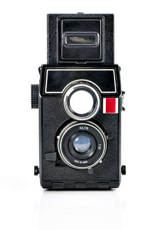 Vintage camera on white backgroundの写真素材