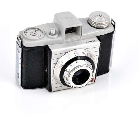 Vintage camera on white background