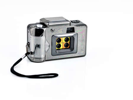 Vintage lomography camera with four lenses on white backgroundの写真素材