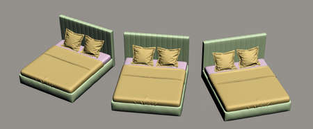 3d render of bed from different angle, 3d bed model, 3d matte painting for vfx projects and post video production projectsの写真素材