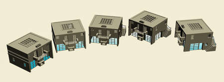 House on white background 3d render from diffrent angel, 3d home model, home matte paiinting for vfx projects and post move produciton projectsの写真素材