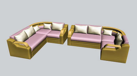 3d render of Single isolated couch, seat, sofabed, 3d sofa model, furniture matte painting for vfx projects and post video production projectsの写真素材