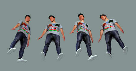 3d Model of indian yong Boy wearing I Love India t shirt render from different angles for vfx,...