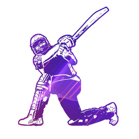 Cricket silhouette, Cricket Batsman playing sixer shot wallpaper for sports news article and cricket tv programmeの写真素材
