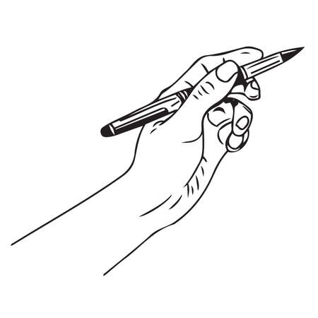 Hand Holding Pen Pictures, Images and Stock Photos,  Silhouette of hand holding pencilの写真素材