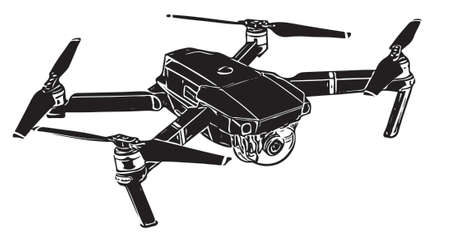 Drone camera logo Vector Art Stock Images, Silhouette of Drone Camera flying, Sketch drawing of drone camera machineの写真素材