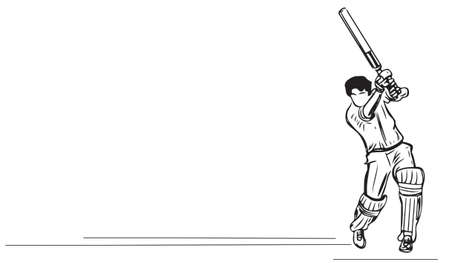 Cricket Logo, Cricket Vector, Sketch drawing of Legend Batsman of India, Line art illustration of...