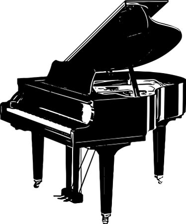 piano box silhouette, piano box continuous outline sketch drawing vector illustrationの写真素材