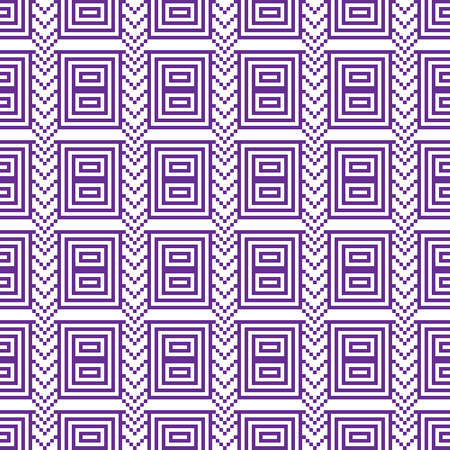 Seamless texture. Pixel graphics. Various versions of the squares on the location of the mounting area.  Image. For web design, presentations, textile and light industry. White and purple colorのイラスト素材