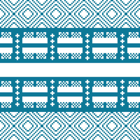 Seamless texture. Pixel graphics. Various versions of the squares on the location of the mounting area.  Image. For web design, presentations, textile and light industry. Blue and white colorのイラスト素材