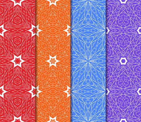 Set of 4 vertical elements to creating a seamless lace pattern with elements of floral ornament. Different colored bases.  illustration. For decorating invitations, fashion design, textilesのイラスト素材