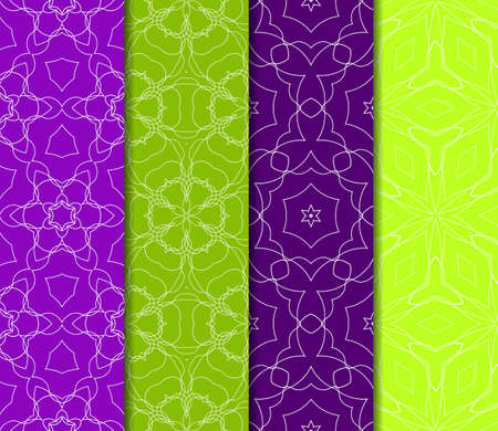 Set of 4 vertical geometric pattern in floral lace style. Ethnic ornament.  illustration. For decorating invitations, fashion design, textilesのイラスト素材