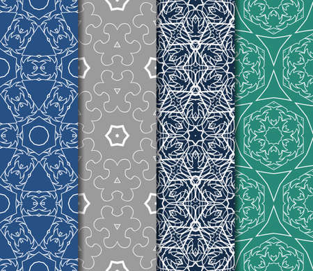 set of modern floral pattern of geometric ornament. Seamless  illustration. for interior design, printing, wallpaperのイラスト素材