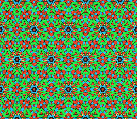 Abstract color pattern in the form of a multicolored mosaic with elements of lace and floral ornament.  illustration. For textiles, design, wallpapers, greeting cards, products for homeのイラスト素材