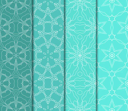 Set of 4 vertical e seamless lace pattern with elements of floral ornament. Different colored bases.  illustration. For decorating invitations, fashion design, textilesのイラスト素材