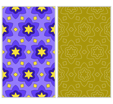 seamless ornamental pattern set. Floral geometric style.  illustration. For interior design, fabric print, page fill, wallpaper, textileのイラスト素材