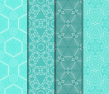 set of modern floral pattern of geometric ornament. Seamless vector illustration. for interior design, printing, wallpaperのイラスト素材