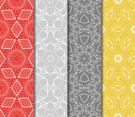 set of modern floral pattern of geometric ornament. Seamless vector illustration. for interior design, printing, wallpaperのイラスト素材