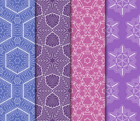set of decorative floral seamless pattern background. Luxury texture for wallpaper, invitation. Vector illustration.のイラスト素材