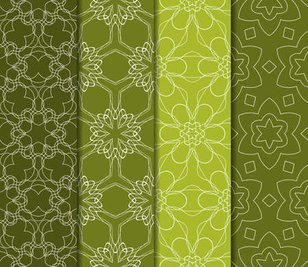 Set of 4 vertical geometric pattern in floral lace style. Ethnic ornament. Vector illustration. For decorating invitations, fashion design, textilesのイラスト素材