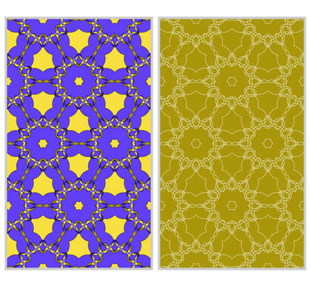 seamless ornamental pattern set. Floral geometric style. Vector illustration. For interior design, fabric print, page fill, wallpaper, textileのイラスト素材