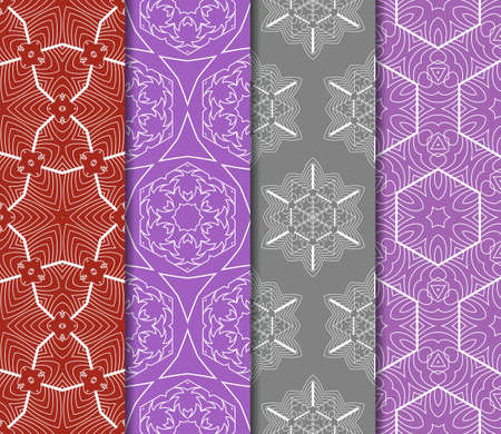set of modern floral pattern of geometric ornament. Seamless vector illustration. for interior design, printing, wallpaperのイラスト素材
