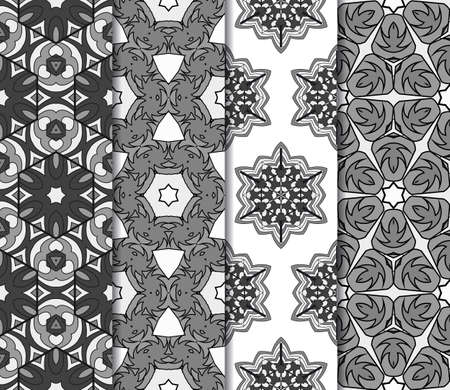 set of 4 colorful decorative floral ornament. seamless vector illustration. for design, invitation, wallpaperのイラスト素材