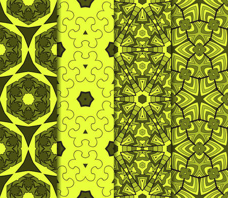 set of Seamless texture of floral ornament. Vector illustration. For the interior design, printing, web and textileのイラスト素材