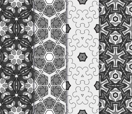 set of 4 colorful decorative floral ornament. seamless vector illustration. for design, invitation, wallpaperのイラスト素材