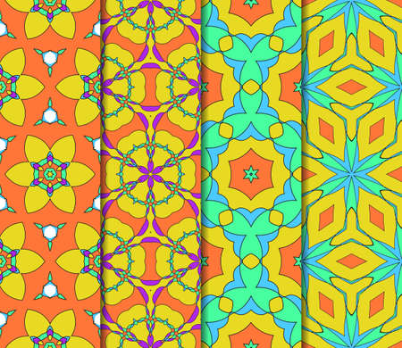 set of floral geometric lace ornament. Seamless vector illustration. Stylish graphic design. for design, wallpaper, invitation. colorのイラスト素材