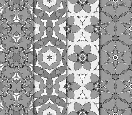set of geometric pattern in floral lace style. Ethnic ornament. Vector illustration. For modern interior design, fashion textile print, wallpaper, decor panelのイラスト素材