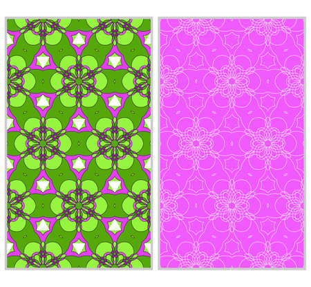 set of 2 romantic geometric floral seamless pattern. Vector illustration. For modern interior design, fashion textile print, wallpaper, decor panelのイラスト素材
