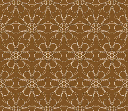 seamless ornamental pattern brown color. Floral geometric style. Vector illustration. For interior design, fabric print, page fill, wallpaper, textileのイラスト素材