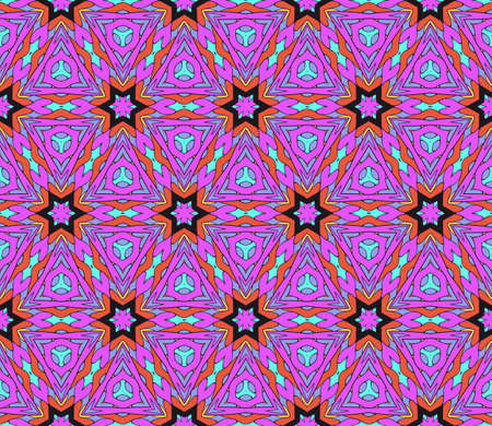 Abstract color pattern in the form of a multicolored mosaic with elements of lace and floral ornament. vector illustration. For textiles, design, wallpapers, greeting cards, products for homeのイラスト素材