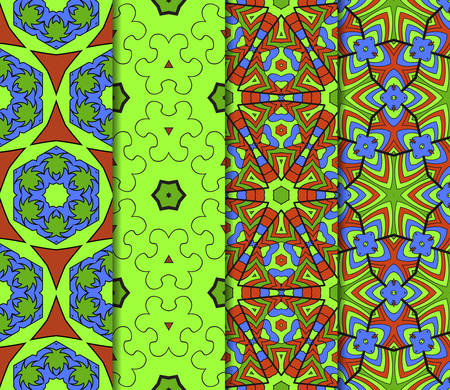 Set of 4 vertical e seamless lace pattern with elements of floral ornament. Different colored bases. vector illustration. For decorating invitations, fashion design, textilesのイラスト素材