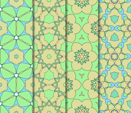 set of Vector seamless pattern. Geometric ornament with abstract flower. for design, wallpaper, invitation.のイラスト素材