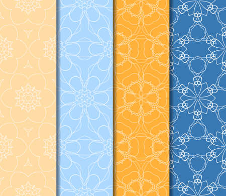 Set of 4 vertical lace pattern with elements of floral ornament.のイラスト素材