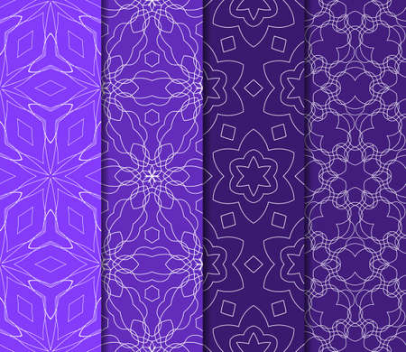 Set of 4 vertical lace pattern with elements of floral ornament.のイラスト素材