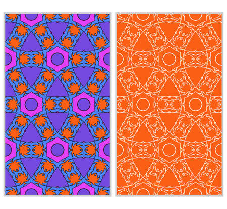 Vertical patterns set, abstract floral geometric texture. Ornament for interior design, greeting cards, birthday or wedding invitations, paper print.のイラスト素材