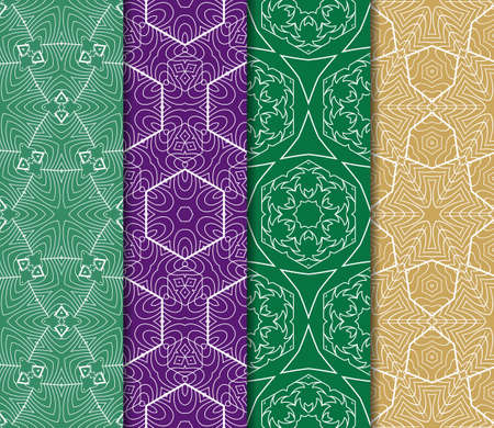 set of 4 color floral ornament. modern pattern. seamless vector illustration. for interior design, textile, wallpaperのイラスト素材