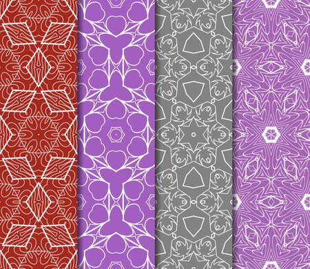 set of Seamless decorative geometric floral pattern. vector illustrationのイラスト素材